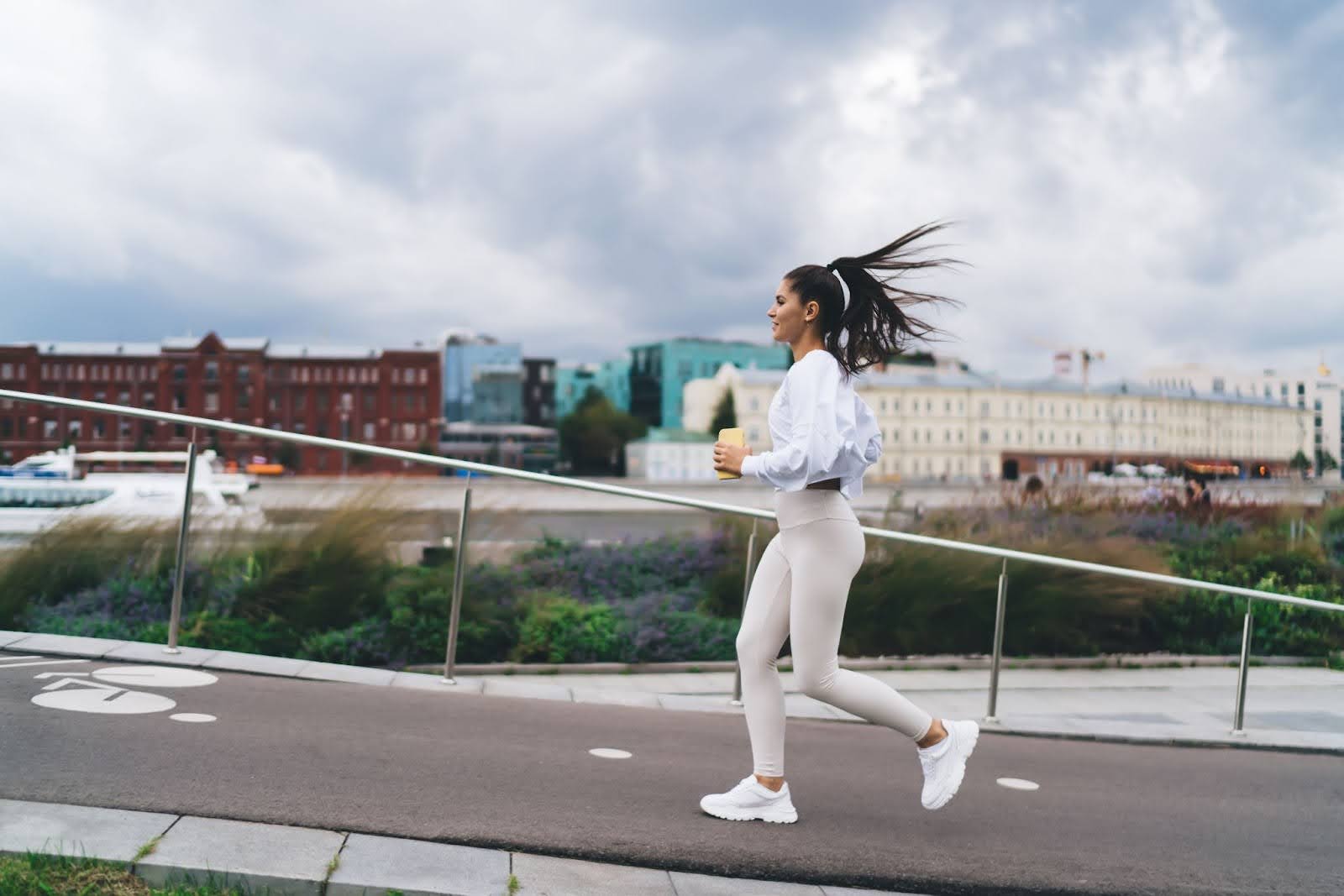 a girl jogging outdoor