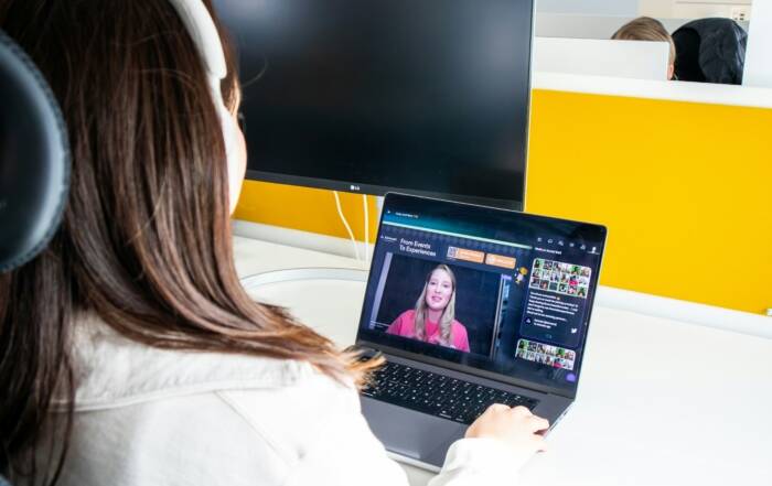 Student on a virtual video call receiving guidance for education planning