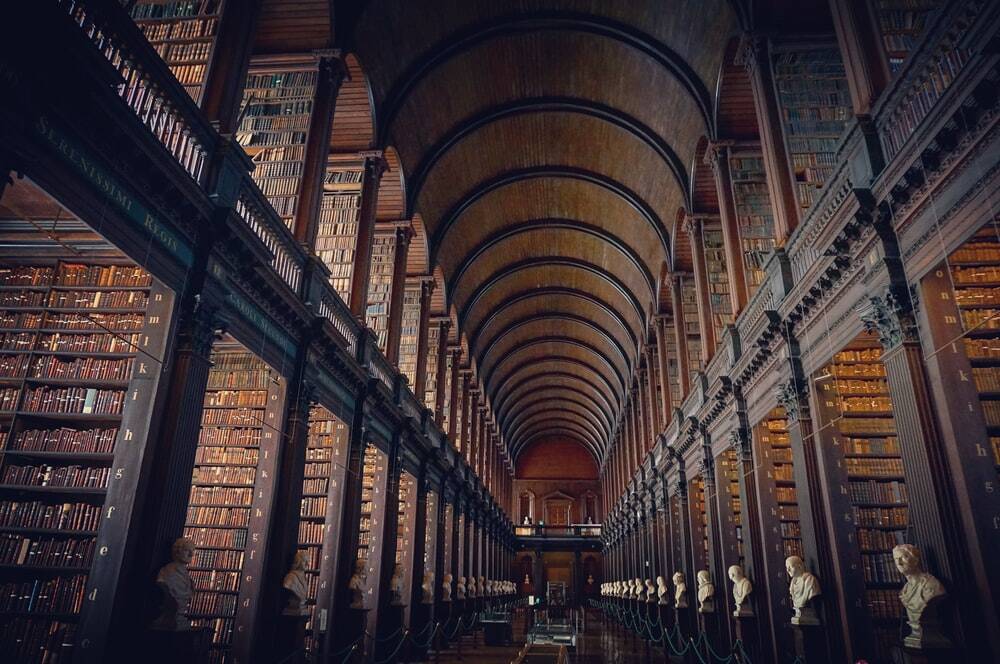 structural photography of library interior