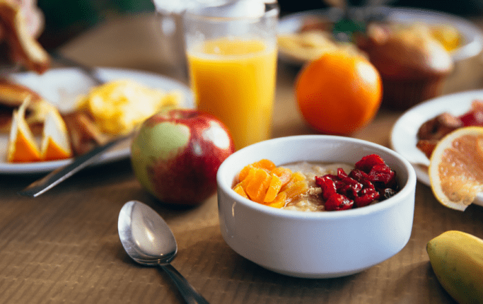 bowl of oats and other foods